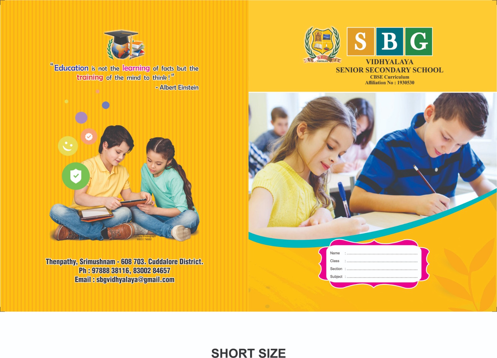 B.Ed 21 Record Note - Cover 1